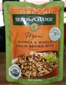 I am exited to try this! Quinoa and Whole Grain Brown Rice with Garlic. It is pre-cooked so great for a busy weeknight and each serving has a whopping 30% of the RDI for Iron!